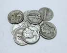 LOT OF 10 MERCURY SILVER DIMES - 90% SILVER - VARIOUS YEARS #6605