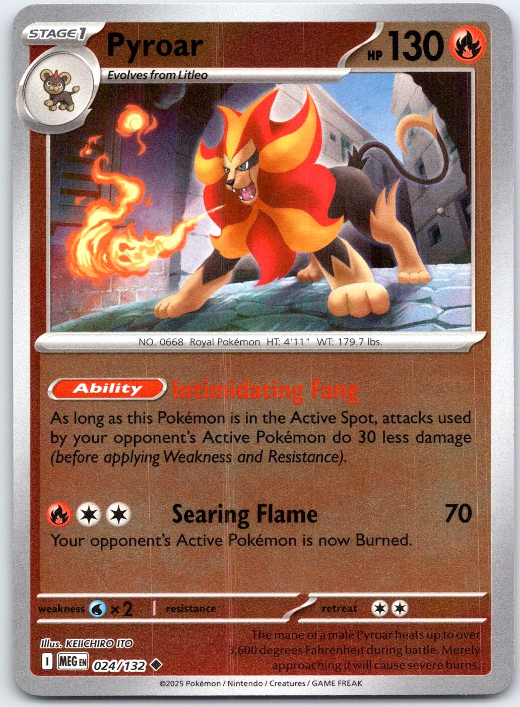 Pyroar Reverse Holo Uncommon ME01: Mega Evolution 024/132 NM