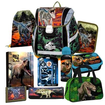 Dinosaurier T-Rex Jurassic World SCHULRANZEN RANZEN Tornister 10 Teile Set Dino