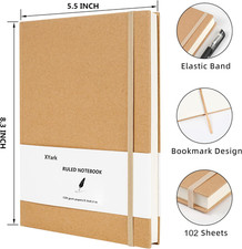 A5 Line Kraft Notebook Journals Bulk, College Ruled Hardcover Writing Subject Co