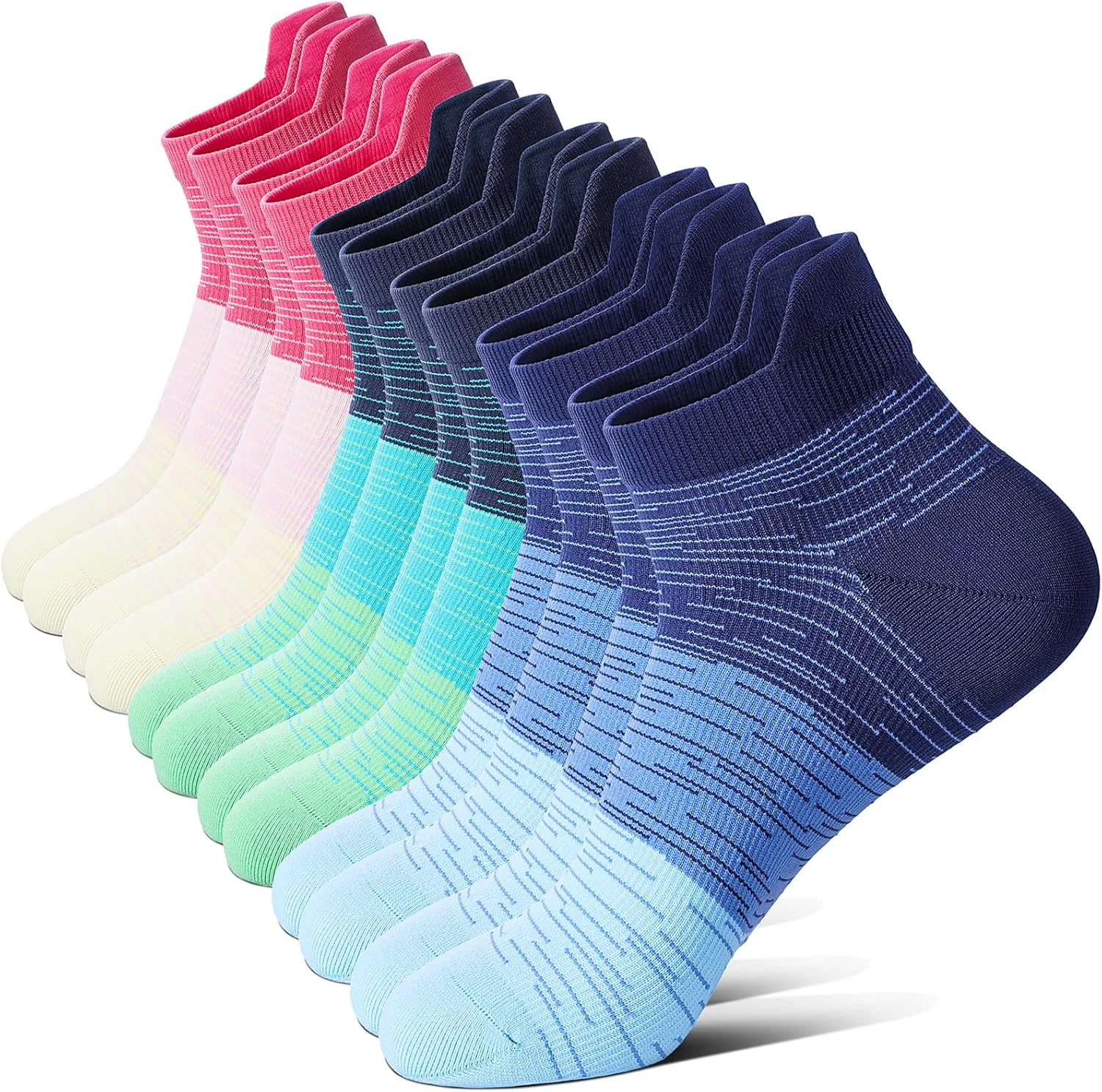 Ankle Compression Socks 6 Pairs Low Cut Athletic Running Travel Unisex