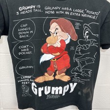 Vintage 90s Disney Grumpy Tee Shirt Snow White Seven Dwarfs Sz XL AOP Faded