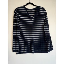 Tommy Hilfiger Long Sleeved Striped V Neck Shirt, Womens Large