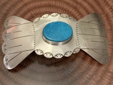 Vintage Navajo Sterling  Ben G Chavez  Turquoise Hair Barrette