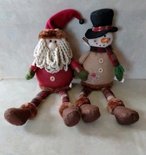 2 Rustic Christmas Shelf Sitters 23" Santa Snowman Holiday Decor 15