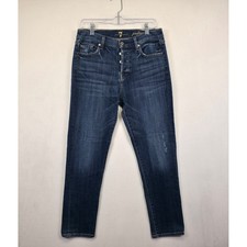 7 For All Mankind Josefina Jeans Women 29 Blue Skinny Boyfriend Button Fly 30x27