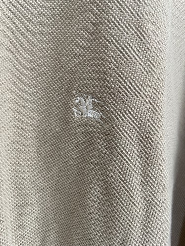 Herren Burberry London Langarm Poloshirt Beige Large Brandneu - Bild 3 von 7