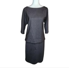 MM Lafleur Charcoal Gray Pinstriped Virgin Wool Blend Skirt Set Size M/10