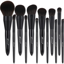 Makeup Brush Sets, 12 PCS Wood Handle Soft Synthetic Fiber Hair Makeup Set,Premi