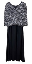 Alex Evenings Two-Piece Formal Dress Jacket Set Black Silver Size 8P Petite