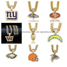 Pendant Chain Necklace NFL Football AFC/NFC Logo Design Select Your Team 24"