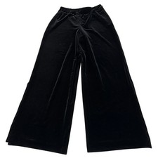 XSCAPE by Joanna Chen Pants Womens Medium Black Velvet Beaded Belt Wide Leg