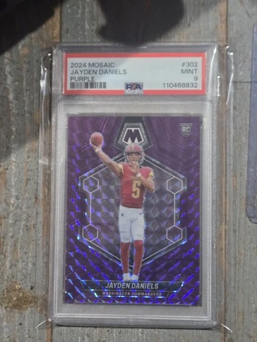 2024 Panini Mosaic Jayden Daniels #302 Purple Mosaic Prizm /49 RC PSA 9  ROY