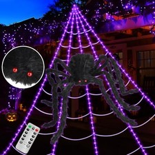 3D HD Dynamic Giant Spider Halloween Projector+Brighter Spider Webs Lights