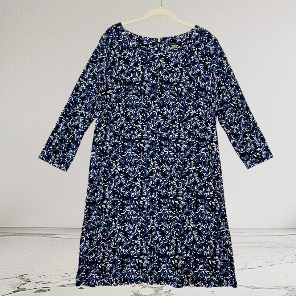 Vestido Tommy Hilfiger Mujer Azul Floral Midi Talla 14 Otoño Vacaciones Elegante $149 Foto 2 de 4