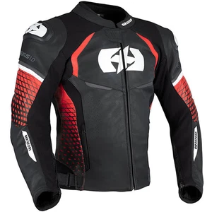 Oxford Nexus 1.0 Leather Motorbike Motorcycle Jacket - Black / Red