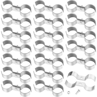 Hicarer 20 Pcs Chain Link Fence Panel Clamps 1-3/8'' Saddle Dog Kennel Silver 