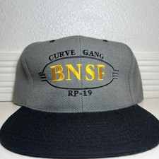 VTG Curve Gang Santa Fe Hat Cap RP-19 BNSF Railway Train Gray Black Snapback
