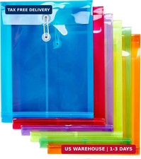 6 Pack Plastic Envelopes Poly Envelopes Expandable Files Document Folders with B