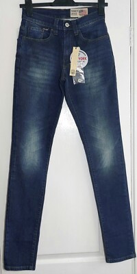 SCHOTT NYC Herren Vintage Wash Skinny Stretch Blau Jeans Gr. 28L (28W x 34L)