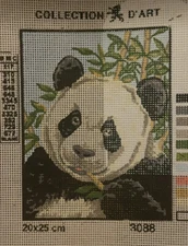Printed Needlepoint Tapestry Panda Canvas Only 8x10 Inch Rto
