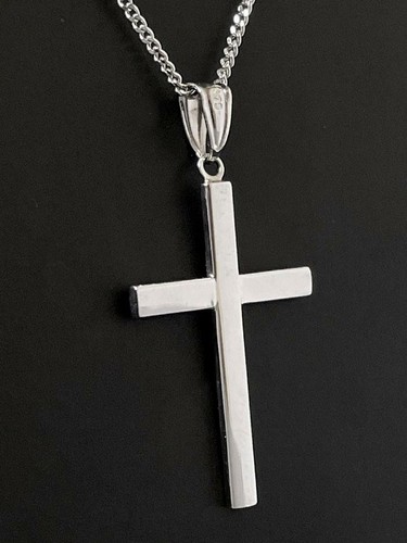 SOLID 9CT WHITE GOLD CROSS CRUCIFIX 