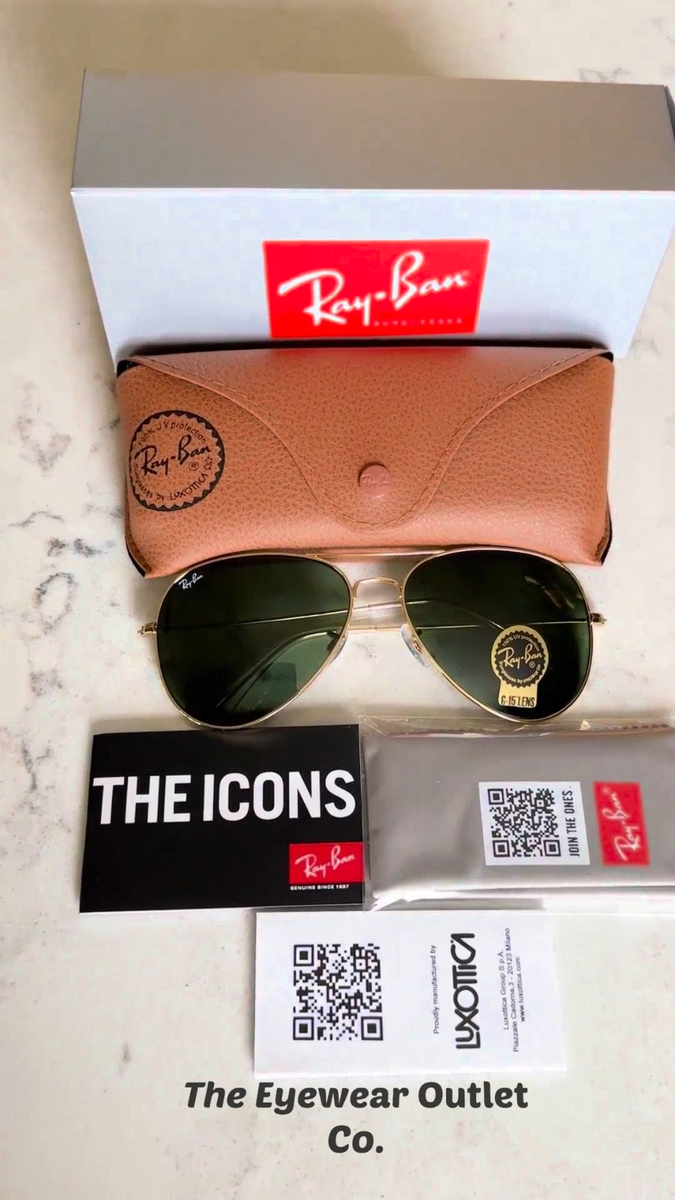 Store Display Rayban Classic Green G15 Lens Aviator RB3025 58 /62