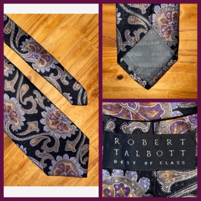 Robert Talbott Neck Tie Black Gray Paisley Best Of Class