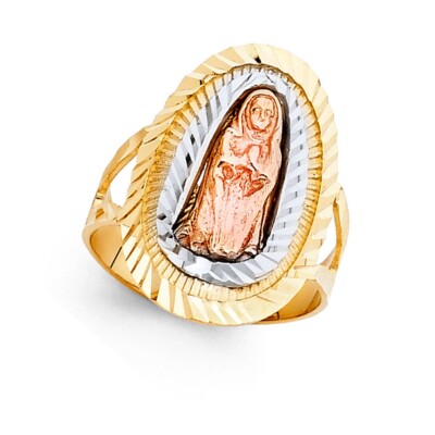 GOLD - 14K Tri Color Gold Our Lady of Guadalupe Ring | eBay