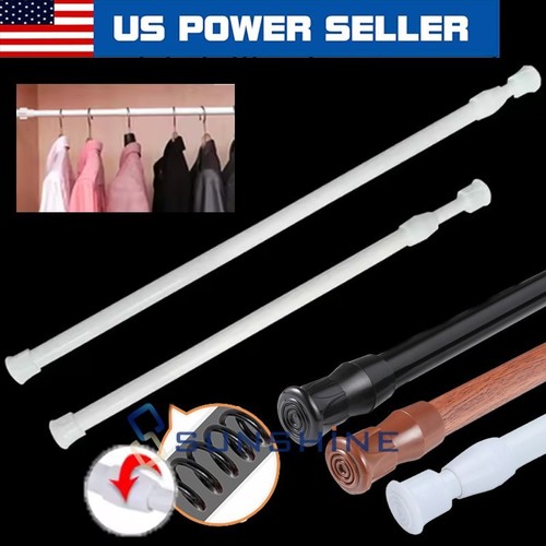 Curtain Rod Spring Loaded Extendable Poles Hanging Rods for Bathroom Bar Shower  - Picture 1 of 55