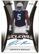 Derrick Brown 2020 Leaf Trinity Clear Auto Red Foil /15 Rookie Auto