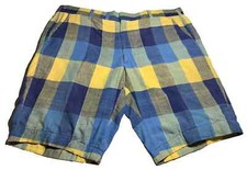 Vintage 70s Men's Well-worn Preppy Madras Plaid Bermuda Shorts - 39" Waist