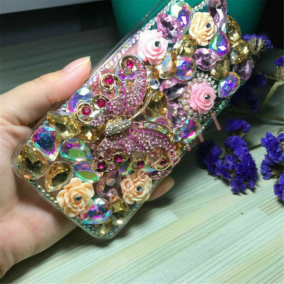 Funda de Lujo Brillante Brillante Flor Diamante Mariposa Cristal Brillante Cubierta de Teléfono Foto 4 de 4