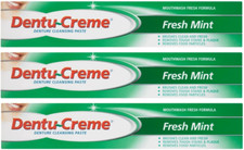 Dentu Creme Denture Cleansing fresh Mint Toothpaste 75ml x 3 64.58 per litre