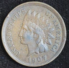 1907 Indian Head Penny, Extremely Fine Condition, Cent, Free Shipping, C4107