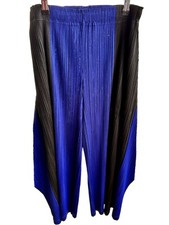 Please Please Issey Myake Pleated Trousers Culottes Wide 7/8 Length Blue Party Pants