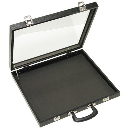 Glass Top Lid Display Carrying Case w/ Handle 16 1/4"W x 15"D x 2 1/8"H - Afbeelding 1 van 4