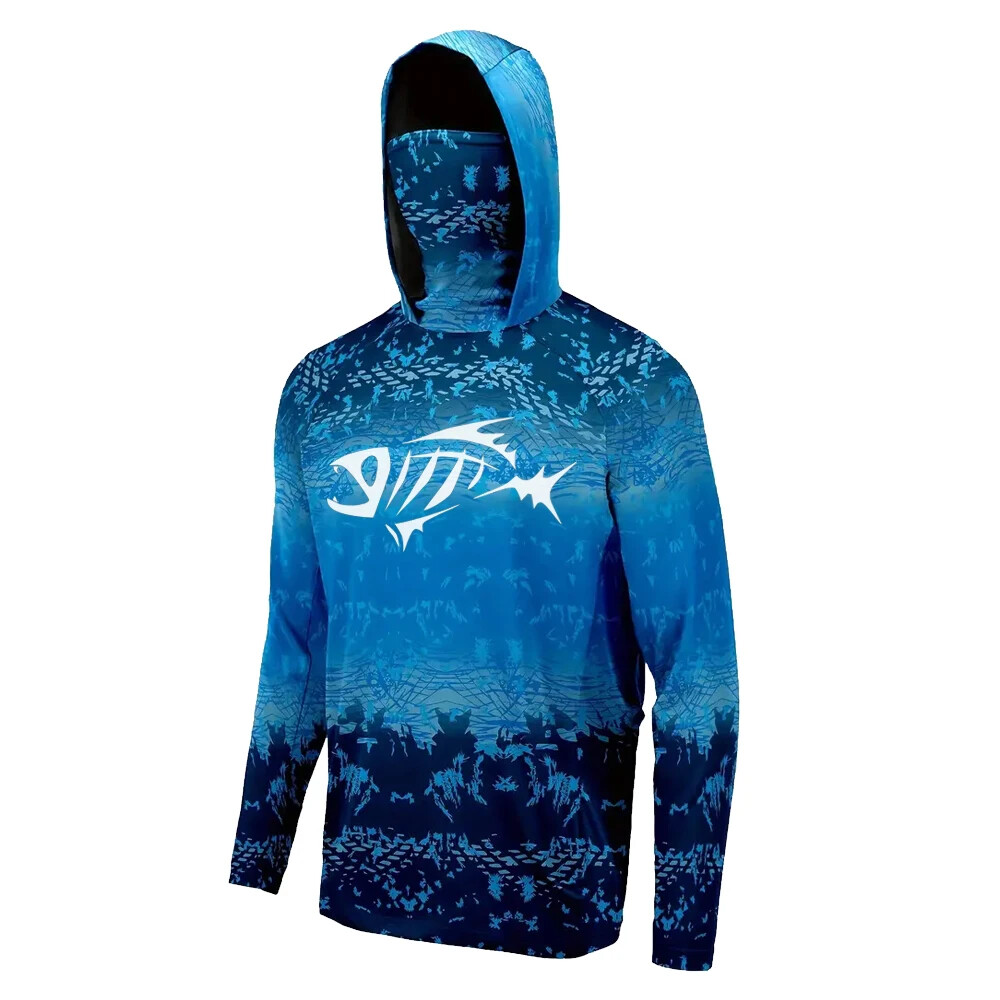 Fishing Hoodie Shirt with Mask Men Long Sleeve Sweatshirt Uv