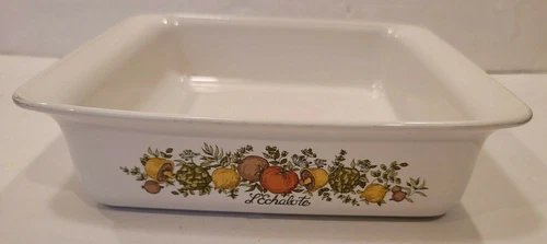 Vtg. CorningWare L'Echalote P-322 Spice of Life Square Baking Dish  8"x8"x2"