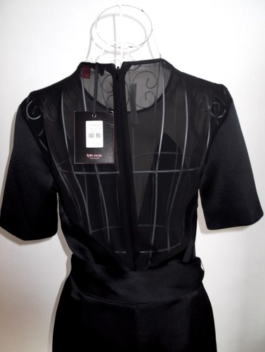 BNWT TOPSHOP KATE MOSS Black Satin & Sheer Chiffon Playsuit UK Size 8 - Picture 5 of 6