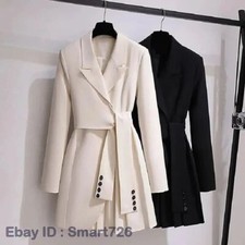 Moda Mujeres Gabardina con Cinturón Primavera Otoño Cortavientos Chaquetas Prendas de abrigo