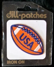 1pc USA Football Iron-On Applique Dill Patches Orange Sports Ball 2-1/2"x1-1/4"