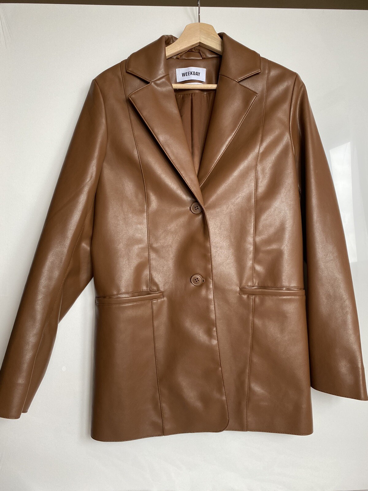Weekday jaden faux leather blazer in 