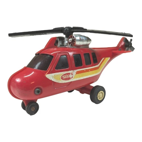 Vintage Tonka Pressed Steel Helicopter Red 1970s Made Japan 8"
