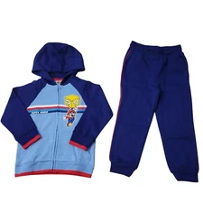 NEW Character Boy's 2-Piece Hoodie & Jogger Fleece Set Blue/Red XS (4/5)