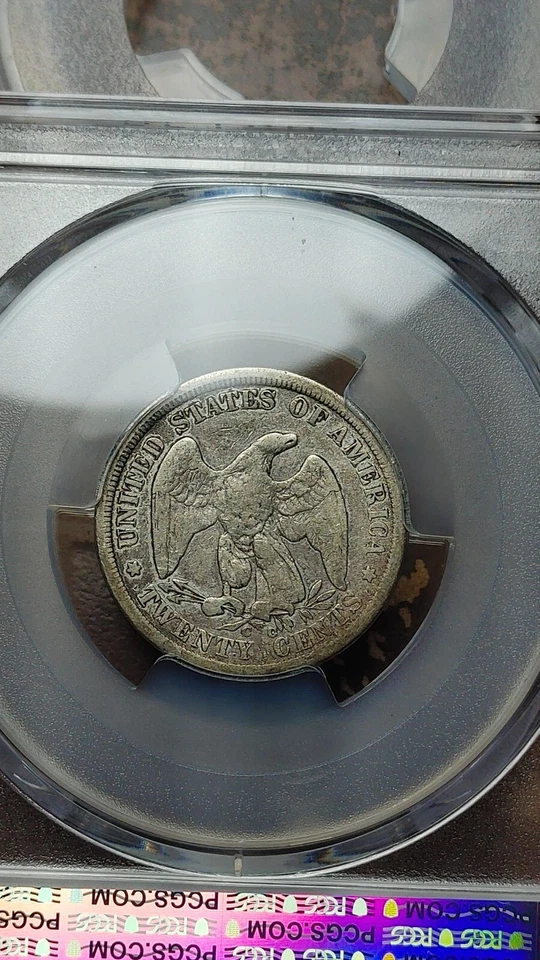 1875 CC Seated Liberty 20 Twenty Cent Silver Piece 20C PCGS VG10 Original   5065 - Image 4 of 4