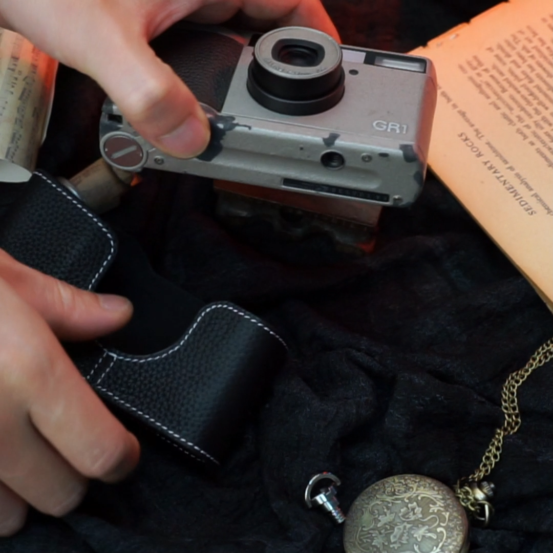 RICOH GR1v 　【Tested】Black w/ Hood Case For Ricoh GR1 GR1V Case Handmade Genuine Real Leather Half Camera