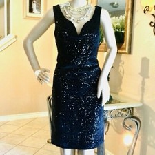 Marina Sequin Sheath Dress Velvet Sweetheart Black New Year Cocktail LBD Party 4