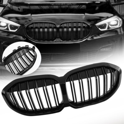 Front Bumper Hood Kidney Grille For BMW F40 1-Series 2019-2023 2022 Glossy Black