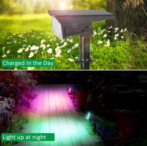 2PACK Solar Spotlights Multicolor LED Outdoor Super Bright Garden Pathway Lights - Foto 6 di 14